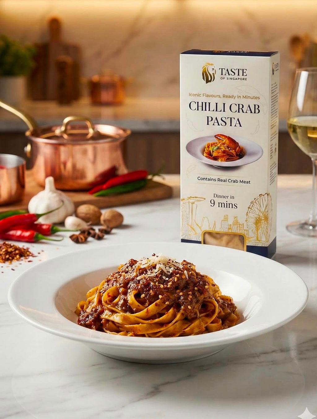 Singapore's Chilli Crab Pasta with Real Crab Meat